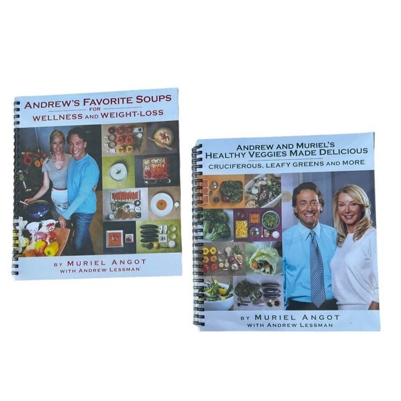 2 Cookbooks Muriel Angot Andrew Lessman Wellness Weight Loss Veggies Soups NWT - Picture 1 of 2